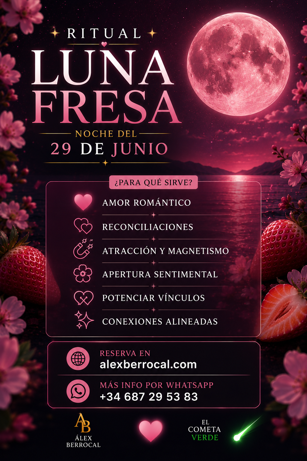 🌕 RITUAL LUNA FRESA — NOCHE DEL 29 DE JUNIO 🌕 LA LUNA DEL AMOR, EL MAGNETISMO Y LAS CONEXIONES EMOCIONALES