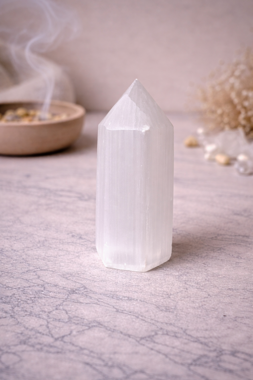PUNTA GENERADORA DE SELENITA- Protección y conexión espiritual- Shop