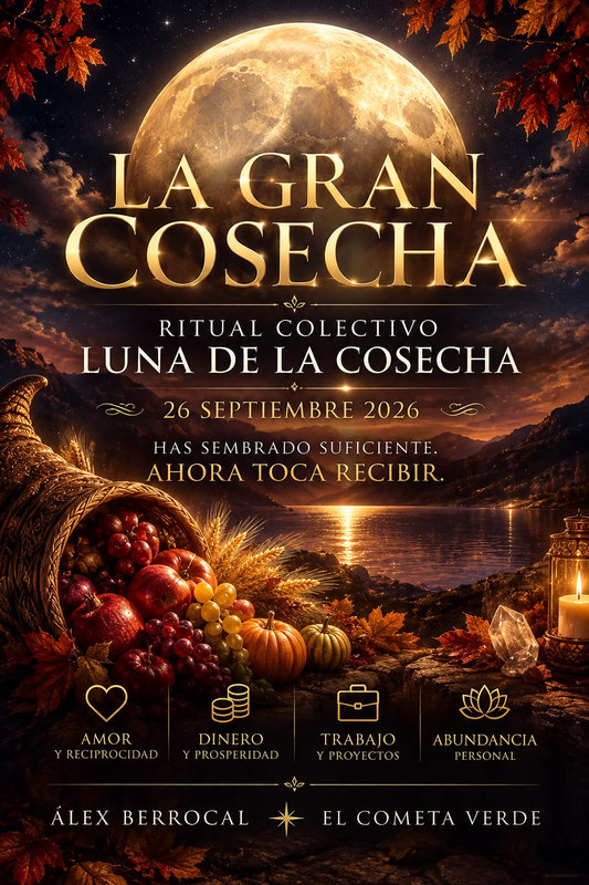 🌕 RITUAL LUNA DE LA COSECHA  ✨  · 26 de septiembre de 2026 • ✨ RECIBIR · ATRAER · MATERIALIZAR · COSECHAR