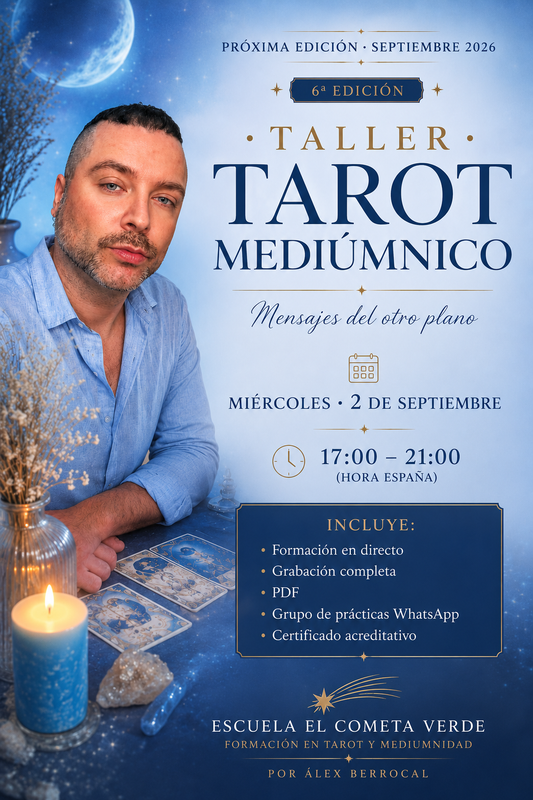 ✨ PRÓXIMA EDICIÓN · SEPTIEMBRE 2026 🜂 TALLER · TAROT MEDIÚMNICO ( en directo)