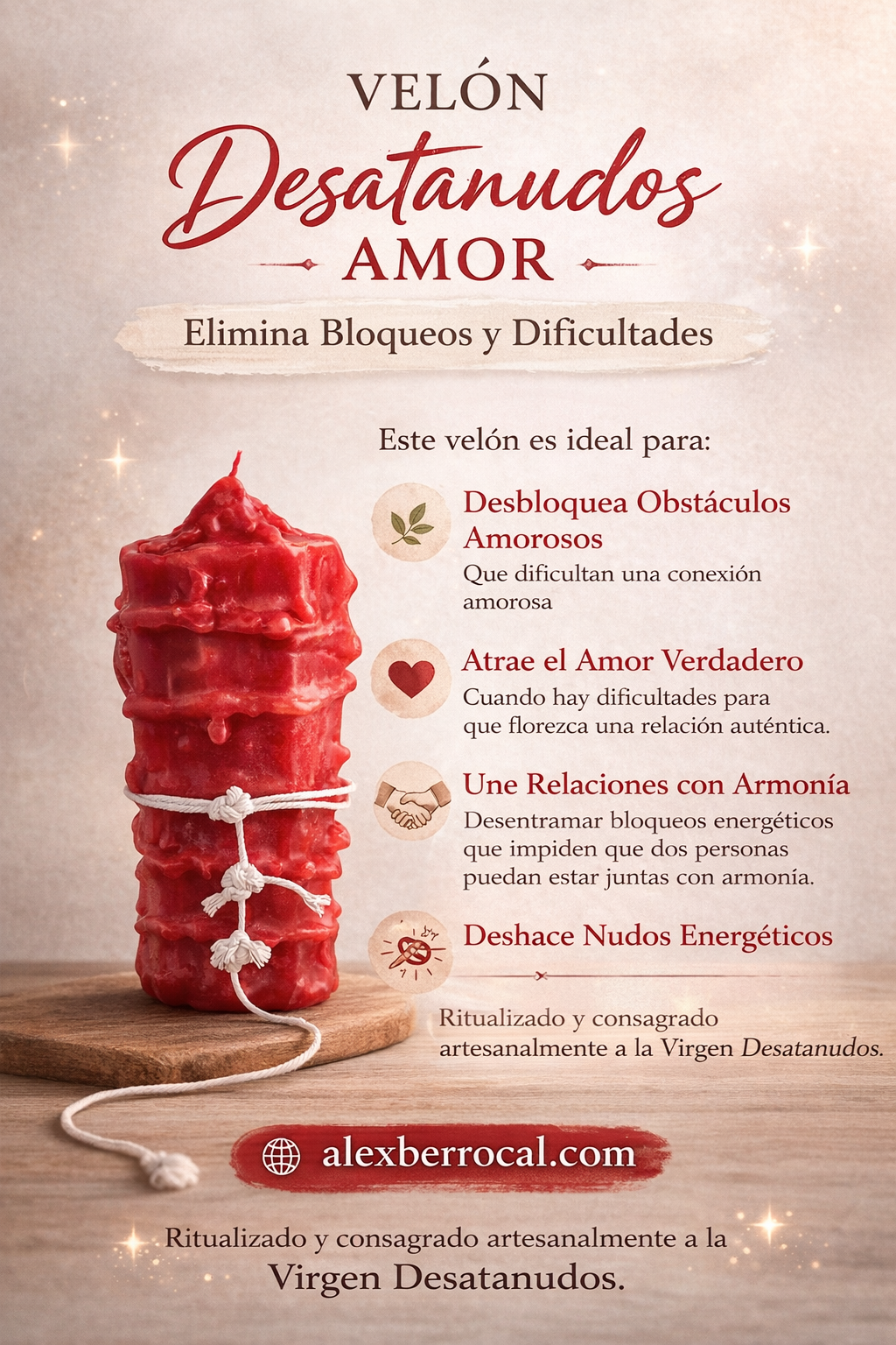 VELÓN DESATANUDOS AMOR - Elimina bloqueos y dificultades- Shop