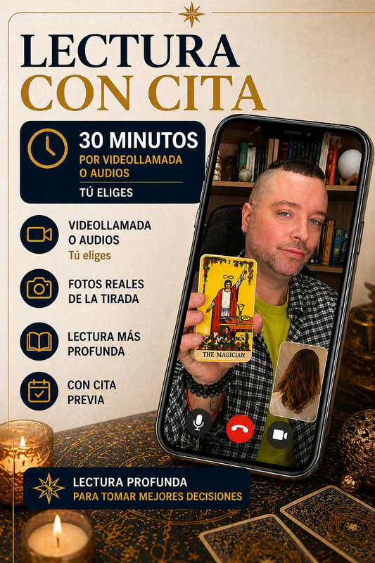 LECTURA CON CITA · 30 MINUTOS  Por videollamada o audios